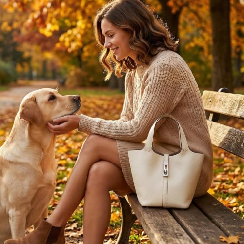 Image of Tote Bag for Women Vegan Leather Bucket Purse for Women Top Handle Handbag Shoulder Bag with Detachable Small Purse