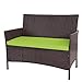 Mendler Serie Halden per l'esterno Divano Sofa 2 posti polyrattan Marrone con Cuscino Verde