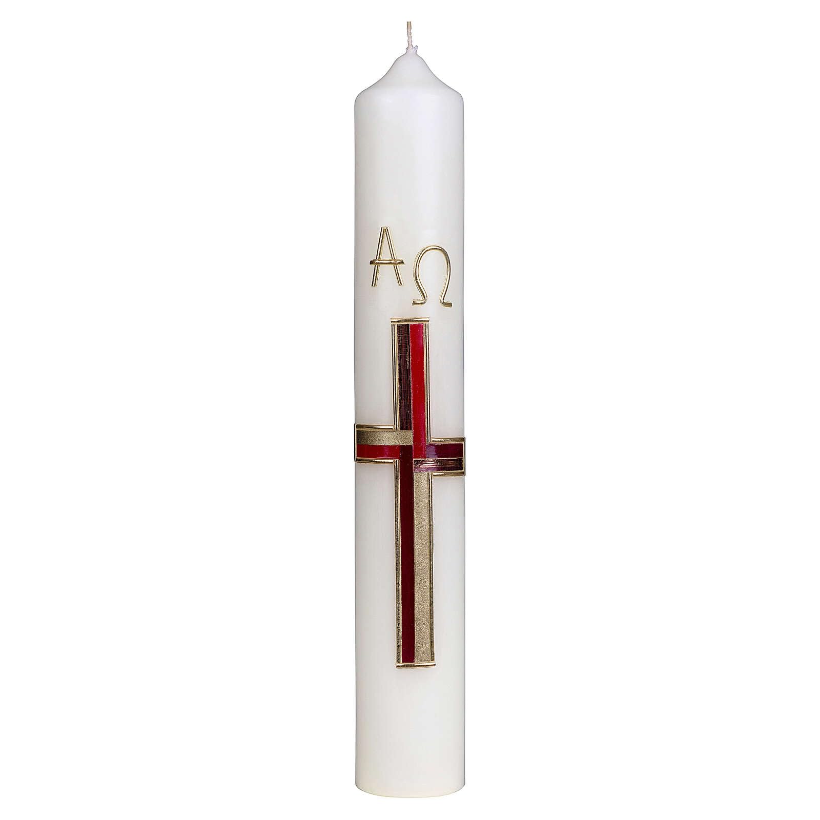 Easter Candle with red and Gold Cross 40x6 cm