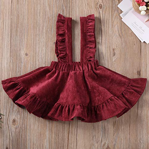 Image of Specialcal Baby Girls Velvet Suspender Skirt Infant Toddler Ruffled Casual Strap Sundress Summer Outfit Clothes