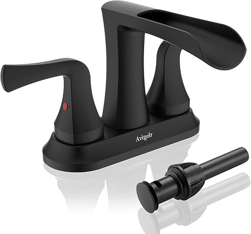 Avigolr - Grifo de baño dorado, grifo de baño dorado cepillado de 4 pulgadas, 2 asas, 3 agujeros con giro de 360 grados, juego de grifos de baño con