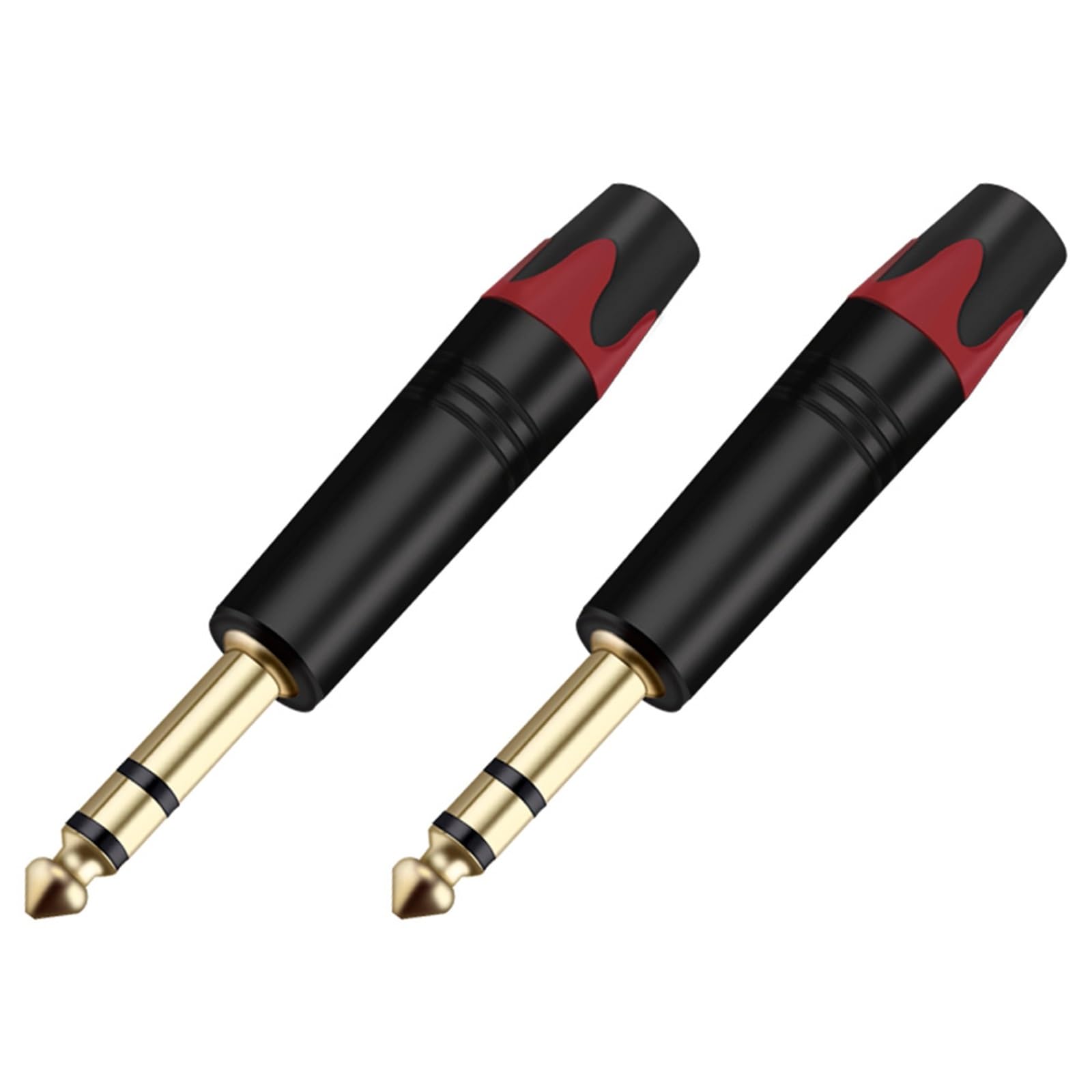 10 connettori jack da 6,35 mm a 3 poli stereo, maschio, tubo in alluminio e ottone, 1/4", connettore per cavo audio (rosso)