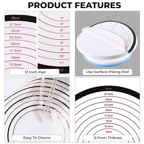 Image of Kraptick Silicone Pie Crust Rolling Mat Oven Liner with Measurement, Cake Baking Silicone Sheet,Pizza Baking Silicone Sheet, Silicone Dough Kneading Mat, Non-Stick Reusable Cake Pan Mat (DMFP585)