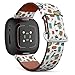 CJBROES Replacement Leather Watch Band, Compatible with Fitbit Versa 3 and Fitbit Sense of Wristband Bracelet Accessory - Doodle Birthday