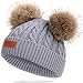 JFAN BéBé Filles Tricoter Bonnet ÉCharpe Ensemble Garçons Enfants Chaud Double Fausse Fourrure Pom Crochet Bonnet Chapeau De Bonnet,Taille unique,chapeau-gris