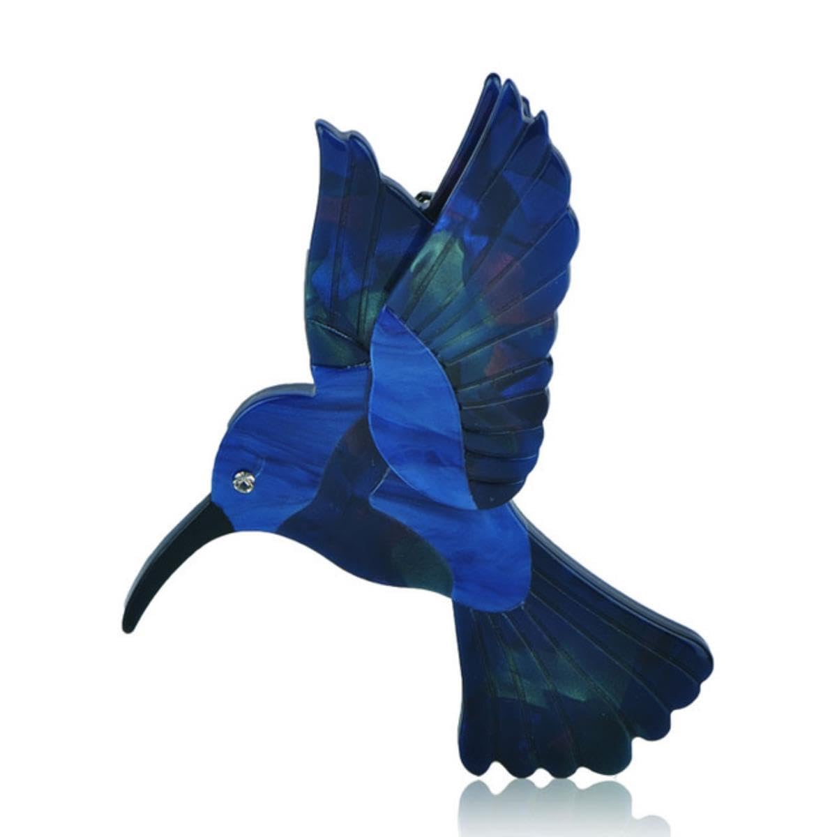Yahoya Women's Blue, Black Resin Abalone Shell Blue Woodpecker Brooch Acrylic Handmade Vivid Animal Brooches For Kids Large Hijab Pins Jewelry