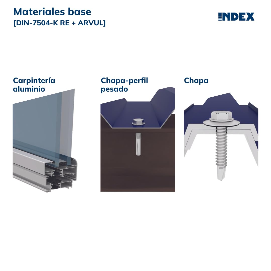 Index ARE166320 - Tornillo punta broca reducida cabeza hexagonal 8 mm con arandela P-16 EPDM zincado 6,3 x 20