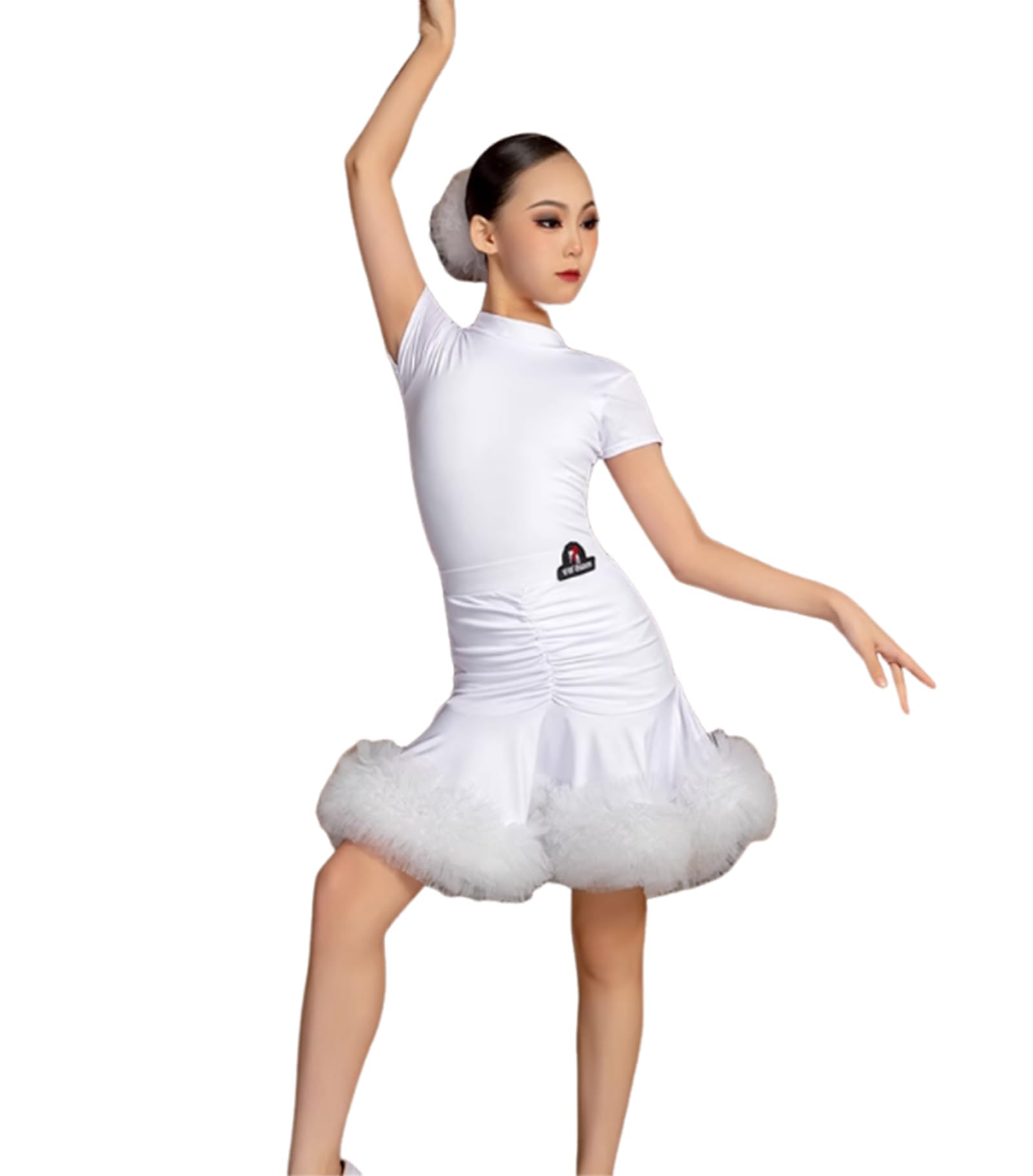 Vestido de Baile Latino para Niñas Ropa de Baile de Salón para Niñas Vestidos de Competición para Baile de Salsa Cha Cha Y Tango Traje de Entrenamiento para Actuaciones(130Cm)