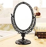 ToiM Tragbarer Spiegel im europäischen Stil, Schminktisch-Spiegel, schwenkbar, Vintage, Retro, doppelseitiger Schminkspiegel für Kommode (schwarz)