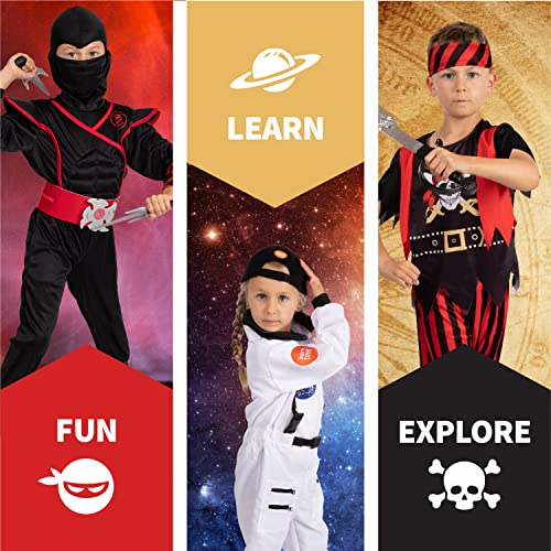 Born Toys 3-In-1 Kids' Dress Up & Pretend Play Set-Kids Pirate Costume, Kids Ninja Costume & Astronaut Costume For Kids Ages 3-7 W/ 14Pcs Of Accessories-Washable Kids Dress Up Clothes For Boys & Girls #TOP4