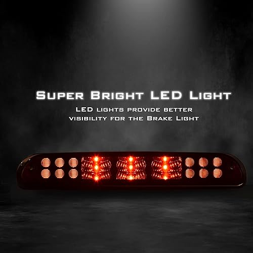 Miniatura 6 de Tercera luz de freno trasera LED lámpara de cola de carga compatible con Ford F250 F350 F450 F550 Super Duty 1999-2015 Lente roja Partes inferiores