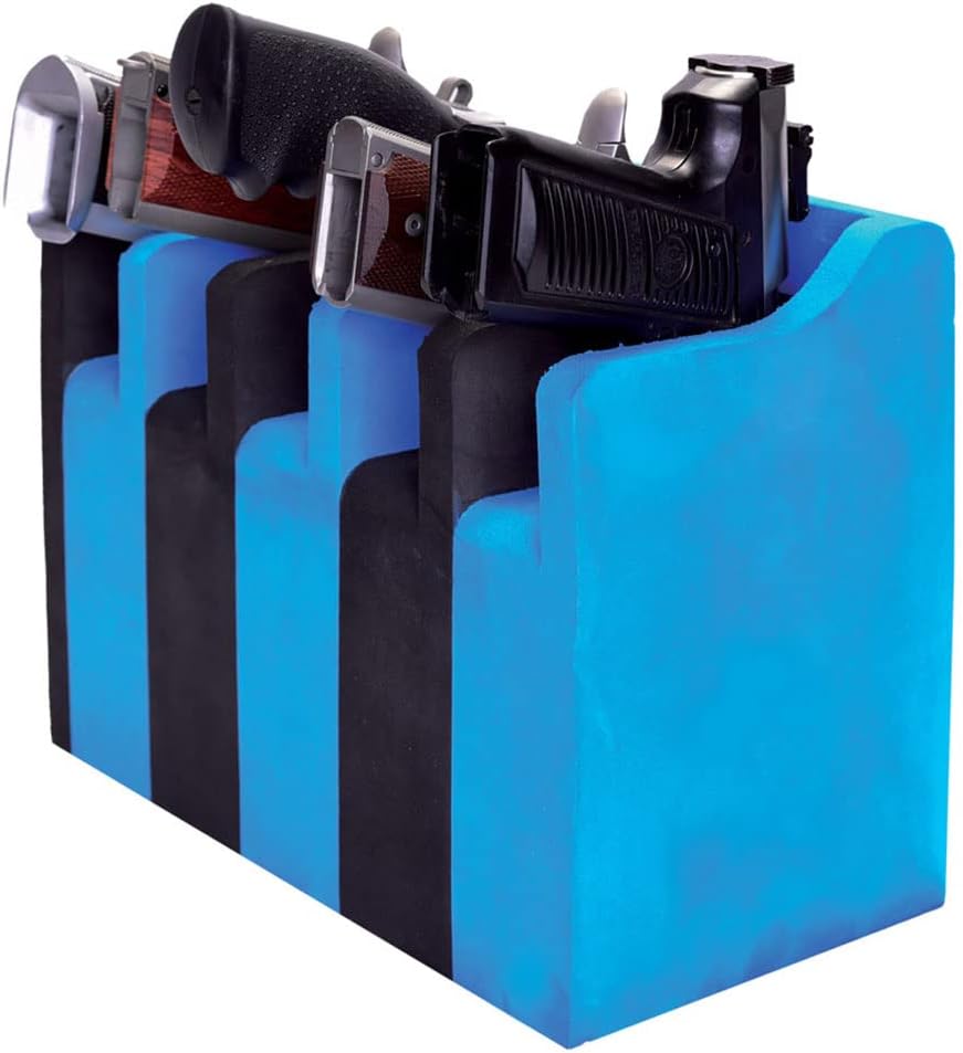 G5 Outdoors Soft Foam 5 Medium Frame Pistol Cradle Holder Organizer for Pistol Safe Storage - Black/Blue