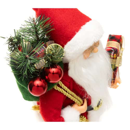 Papai Noel Casaco Xadrez Preto e Branco Luxo Saco Presentes 30cm - Magizi