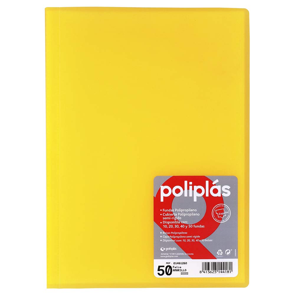Grafoplas – Folder with 50 Sleeves, Foolscap, Polypropylene Covers Folio Lemon Tree