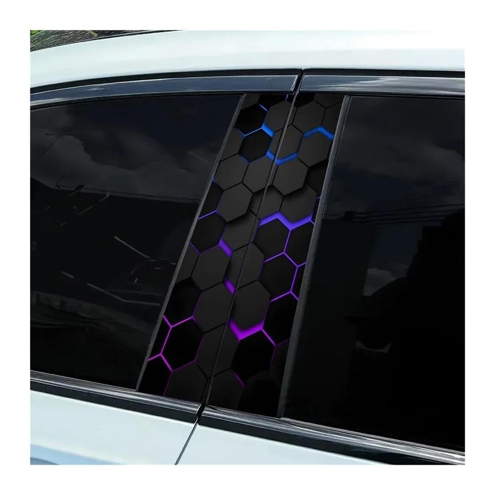 Decorative Items 2pcs Car Center Pillar Sticker Ahpainting Future Laser Grid Vinyl Auto B-Pillar Decals