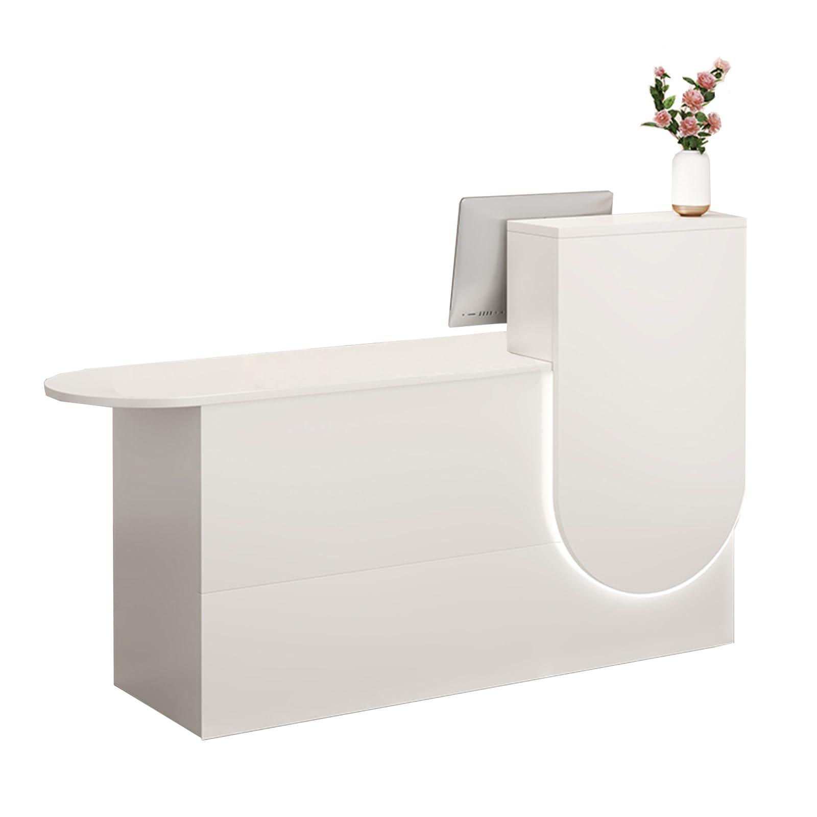 Bancone Reception Moderno, Banco Cassa con Ripiani, Banco Cassa per Negozi, Banco Reception con Cassetti Chiudibili A Chiave, per Piccoli Spazi, Bar, Negozi, Hotel,White Right,120cm/47inch
