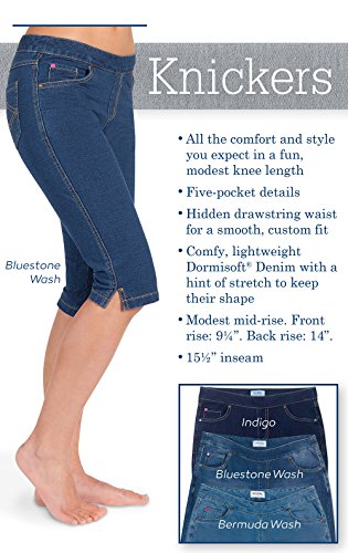 Image of PajamaJeans Ladies Bermuda Shorts for Women - Pedal Pushers for Women Knee Length Shorts - Pull on Shorts Women with Pockets, Bluestone Wash, Medium
