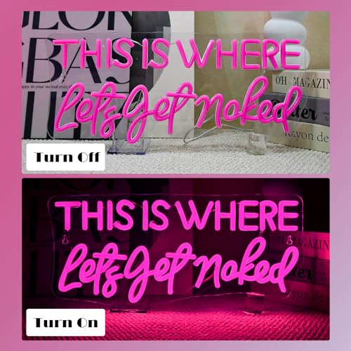 Image of Let's Get Naked Pink Neon Sign Bathroom Led Sign Get Naked Wall Neon Light for Home Pink Bathroom Wall Decor Girl Teenager Funny Housewarming Gift Her