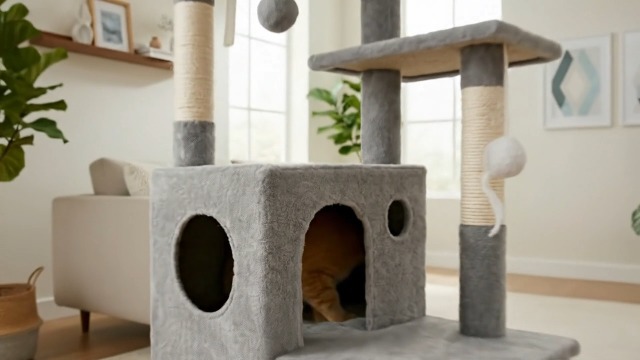 Amazon | Globlazer FC50 キャットタワー 低い 据え置き 多頭飼い 二層