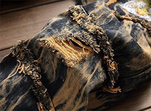 Pantalones vaqueros rectos rasgados para hombre miniatura 4