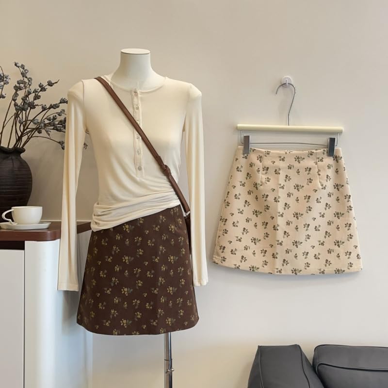 Corduroy Belted Vintage A-Line Skirt Women's Fall2