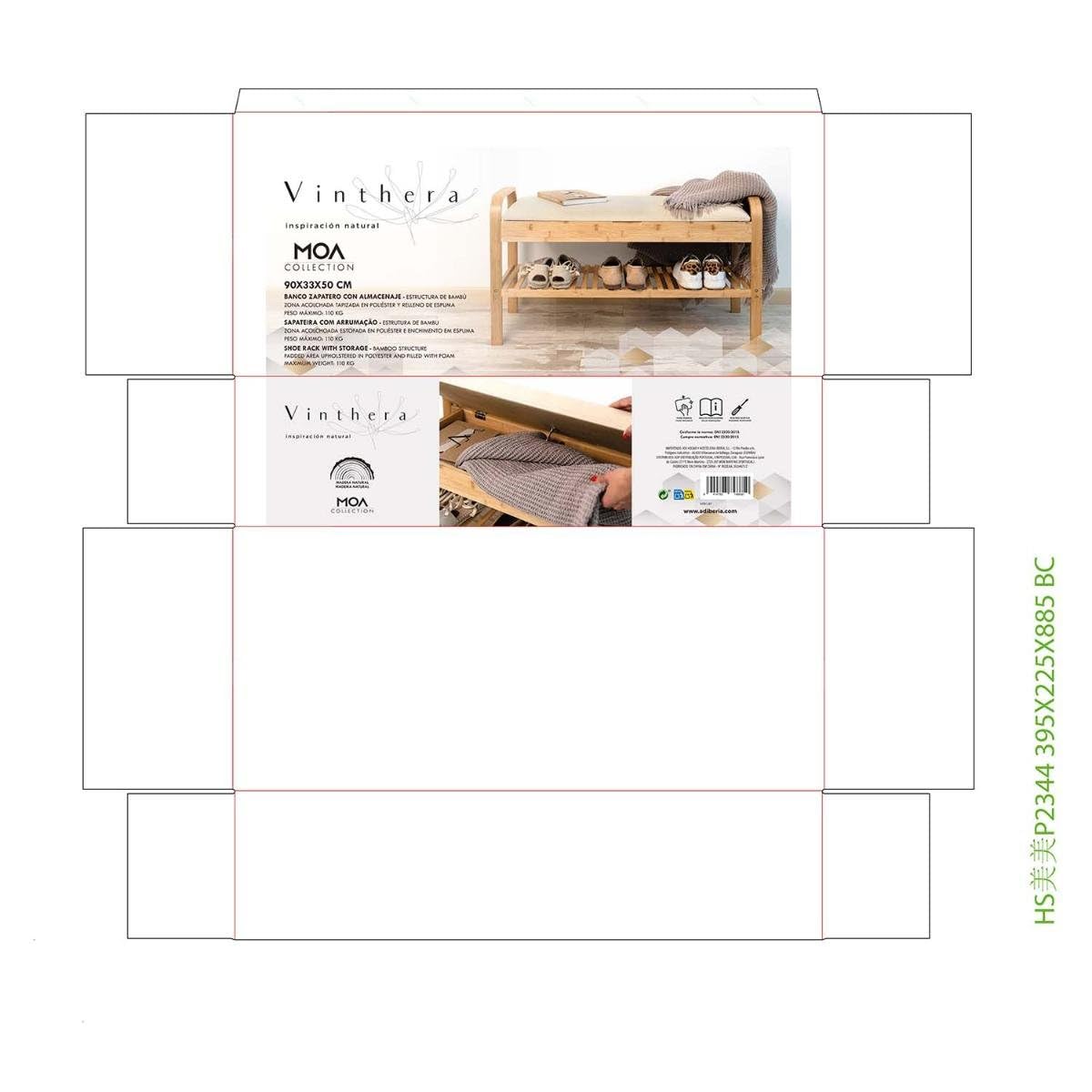 Banco Zapatero con Almancenaje 90x33x50cm Peso MAX 110kg