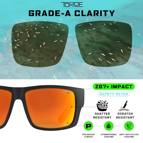 Image of TOROE Z87+ Polarized Safety Sunglasses Matte Black TR90 Frame, ANSI Rated Lens