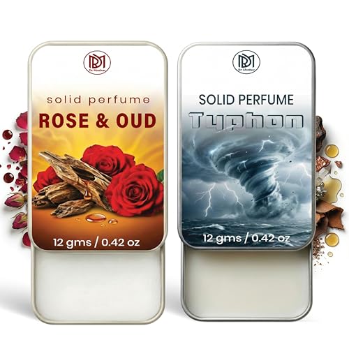Image of Dr.Mashur Solid Perfume |Rose & Oud&Typhon Alcohol Free Wax Perfume Balm, Long Lasting | Pocket Tin 12g, Pack Of 2| Non Greasy Smooth Glide, Travel Friendly Men And Women