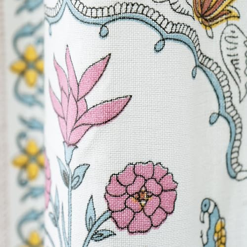 Image of Tranquebar Curtain Co. Cotton Curtains 7 Feet Long Set of 2, 60-65% Room Darkening, Pink Ethnic Curtains Floral Print, Door Curtains 7 Feet Set of 2, BackTabs, Sashi (213 cm) - Set of 2