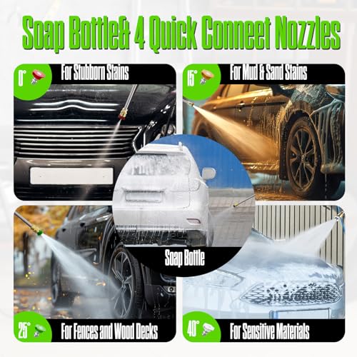 QIOMALA 4800PSI PowerWasher with 4 Quick Connect Nozzles, Foam Cannon for Car, Lane, Patio Cleaning thumbnail 5