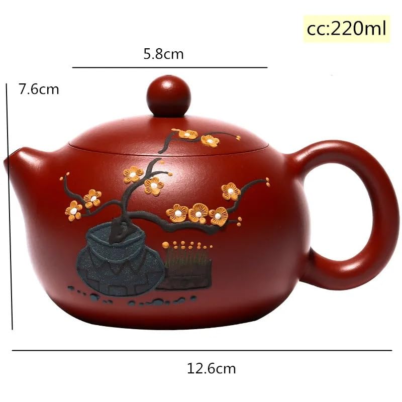 Teekessel Teekanne chinesische lila Ton-Teekanne, handgefertigte Kaffeekanne, Reise-Teekanne, Haushalts-Teezeremonie-Zubehör, Teekanne für Teesieb, 220 ml Teekanne für Herd