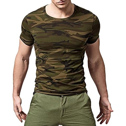 XUDIAN Short Sleeves Men's T-Shirt Crew-Neck (US Medium, Camouflage) Cover