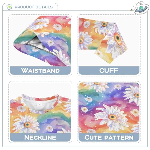 JUNZAN Little Daisies Eyes Ball on Rainbows Kids Girls Sweatshirts Hoodies Fleece Fall Tops Shirts Party 4T3