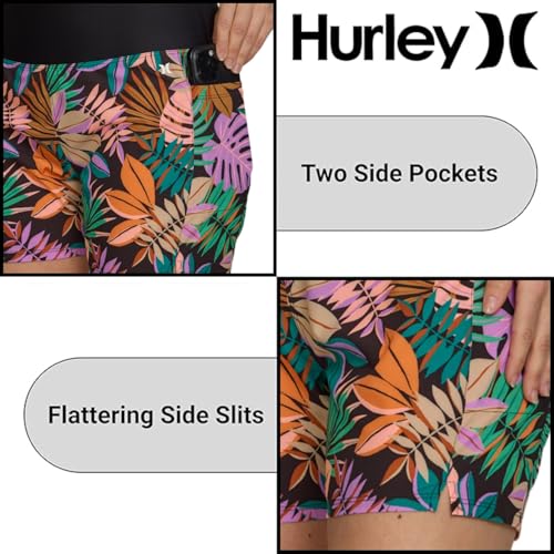 Image of Hurley 5 inch /7 inch High Waisted Swim Shorts Women, Board Shorts with Pockets & Inner Liner, Quick Dry Swim Trunk, UPF 50+