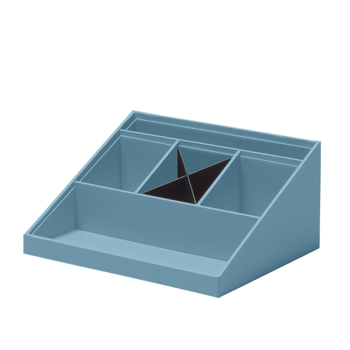 Rössler Denim Soho Desk Organizer | Multifunctional Desk Accessory With 6 Compartments | Ideal As An Office Organiser, Pen Holder Or Filing System | Space-Saving & Hand-Glued | Colour: