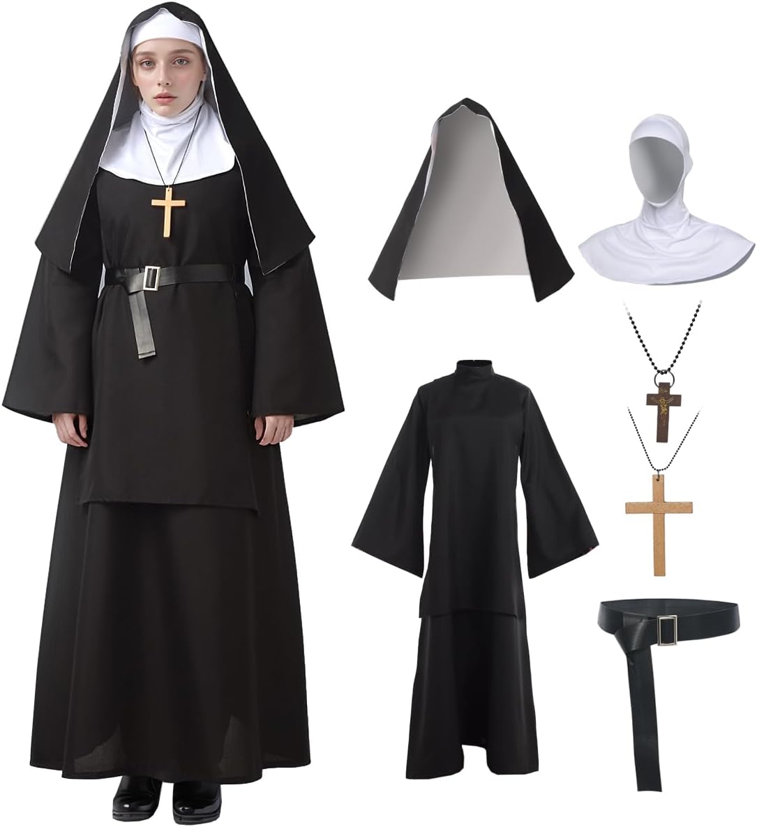 BPURB The Nun Costume for Women Girls Deluxe Nun Costumes Halloween Party Outfit