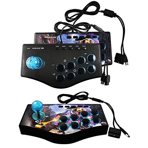 Qoekacy Rétro Joystick Usb de Manette de de Contrôleur de Bascule D'Arcade pour Ps2 / / Pc/Android Smart Tv Vibrateur Intégré Huit Direction Joystick ()