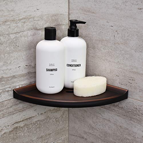 Questech Décor 8 Inch Corner Shower Shelf Bathroom Caddy, Lugged For New Construction, Corner Shower Shelf For Tiled Shower Walls, Corner Bathroom Shelf, 8 Inch Metro Lugged, Oil Rubbed Bronze Finish #TOP3