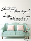 Christian Quotes Wall Decals, Don't Get Discouraged - Gordon B. Hinckley LDS President Religious Decoration Sticker for Home Decor, Church Decoration