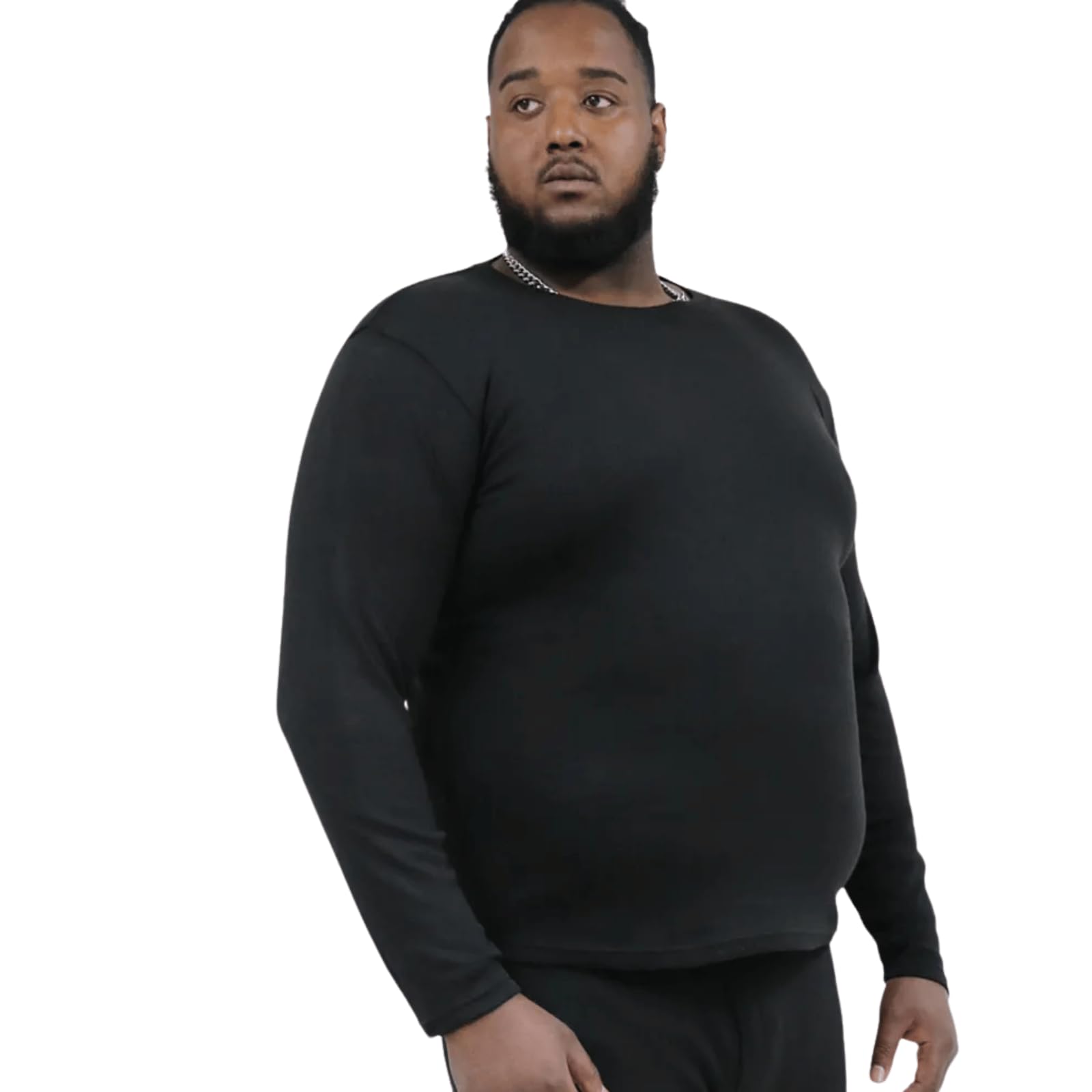 D555 Thermal T Shirt Long Sleeve Crew Neck Top Mens Plus Size Exeter 2XL-8XL (UK, Alpha, 6XL, Plus, Regular, Black)