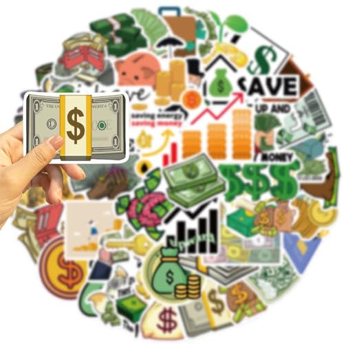 Money Wealth Stickers |50Pcs Dollar Treasure Waterproof Vinyl Decals for Bike Water Bottles Laptop Bicycle Refrigerator Cup Luggage Computer Mobile Phone Skateboard Décor - Image 5