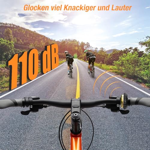 Tavaler Fahrradklingel Mountainbike - 2024 Innovativer Drehbar Klingel Fahrrad, Reines Kupfer, Laut 110dB, für Ebike, E-
