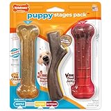 Nylabone Puppy Stages Chew Toy Set, Teething and Chewing Toys for Growing Puppies, Chicken, Maple Bacon, & Beef Jerky Flavors, Medium Dogs - Up to 35 lbs., 3 Pack