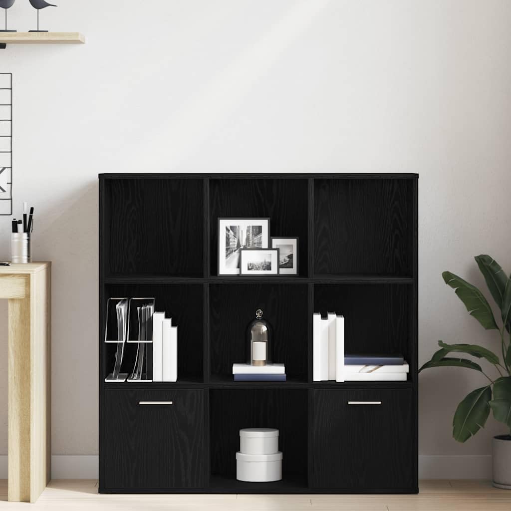 Regał na książki, do salonu, mały regał – regał na książki o wyglądzie czarnego dębu, 98 x 29 x 97,5 cm, materiał drewnopochodny do pomieszczenia gospodarczego, piwnicy, kuchni na zewnątrz