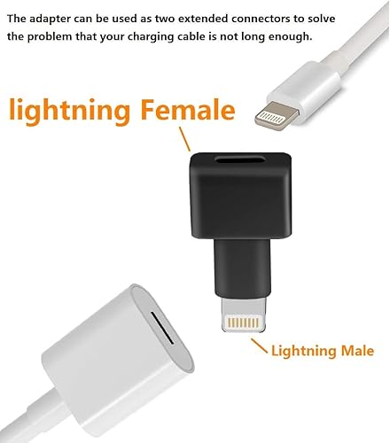Miniatura 3 de DESOFICON Paquete de 2 adaptadores extensores Lightning con certificación MFi de Apple, macho a hembra, 8 pines para iPhone 13, 12, 11, X, XS, XR,