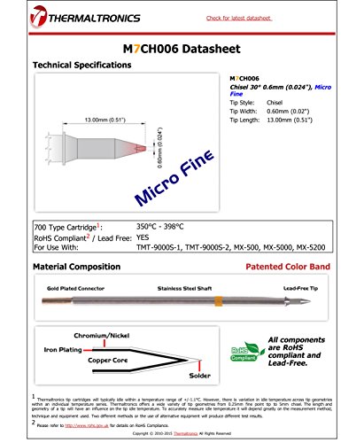 Image of Thermaltronics M7CH006 Chisel 30deg 0.6mm (0.024in), Micro Fine