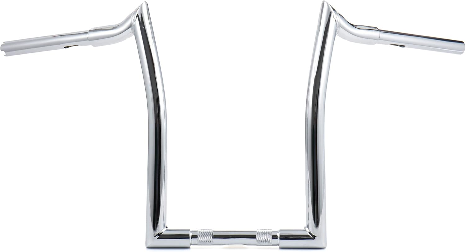 MoKitDora Sportster Dyna Softail 12” Rise Ape Hangers 1.25” Fat 1" Clamp Handlebar Meathook Bars for Harley XL 883/1200,1994-up Road King & 1998-2013 Road Glide, Chrome