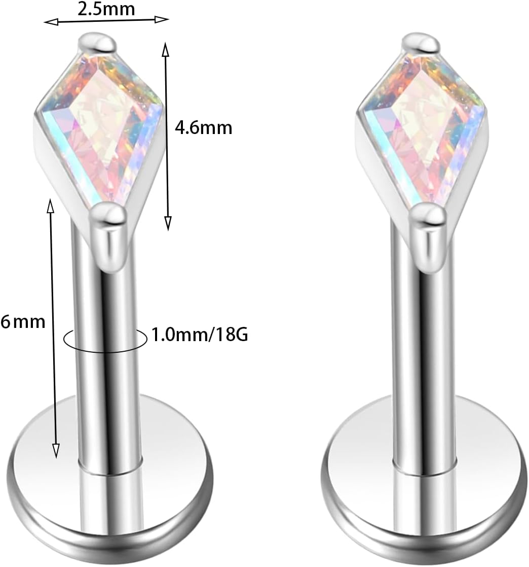 BelezaDosas G23 Hypoallergenic 18g Flat Back Studs Earrings F136 Implant Grade Titanium Tiny Press Fit Threadless Push in Cartilage Helix Labret Lip Conch Tragus Piercing Jewelry - Image 2