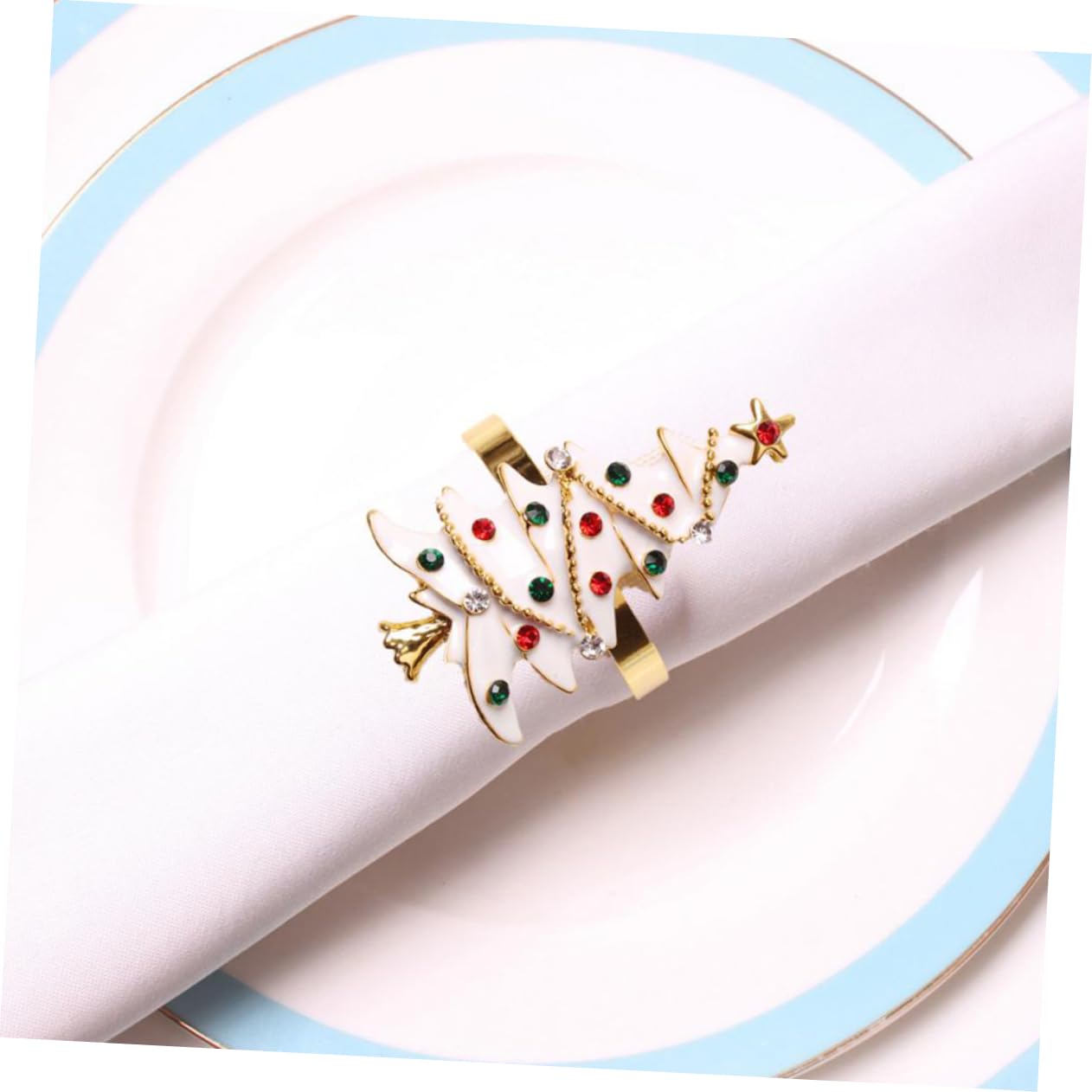 TOPBATHY 20 Pz Portatovaglioli Natalizi Decorazioni Per La Tavola Della Festa Di Natale Decorazioni Per Tovaglioli Per Feste Di Natale Arredamento Tovagliolo Bianca Forniture Di Zinco