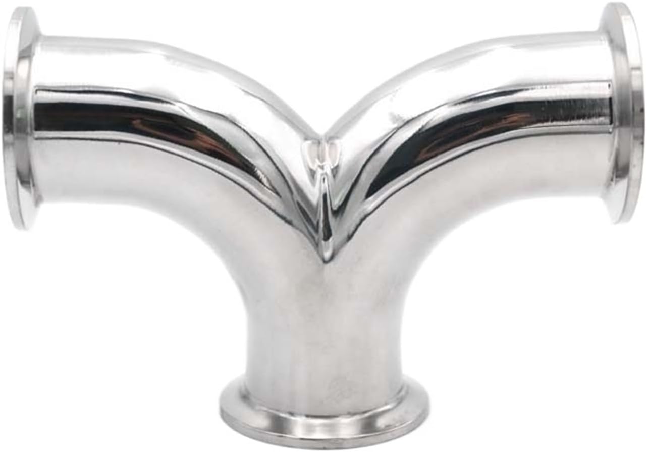 3/4"-4 Clamp Double ElbowTube OD 19mm-102mm SS304 Stainless Steel Sanitary Y-Shaped Elbow 3 Way Pipe Fitting Homebrew(19mm Ferrule 50.5)